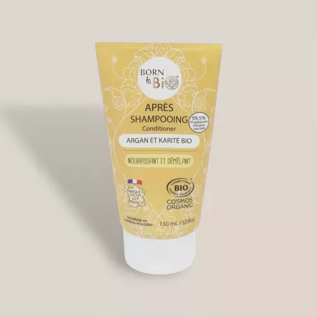 Après-shampooing Born to Bio argan et karité bio 150 ml – nourrissant et démêlant, certifié Cosmos Organic