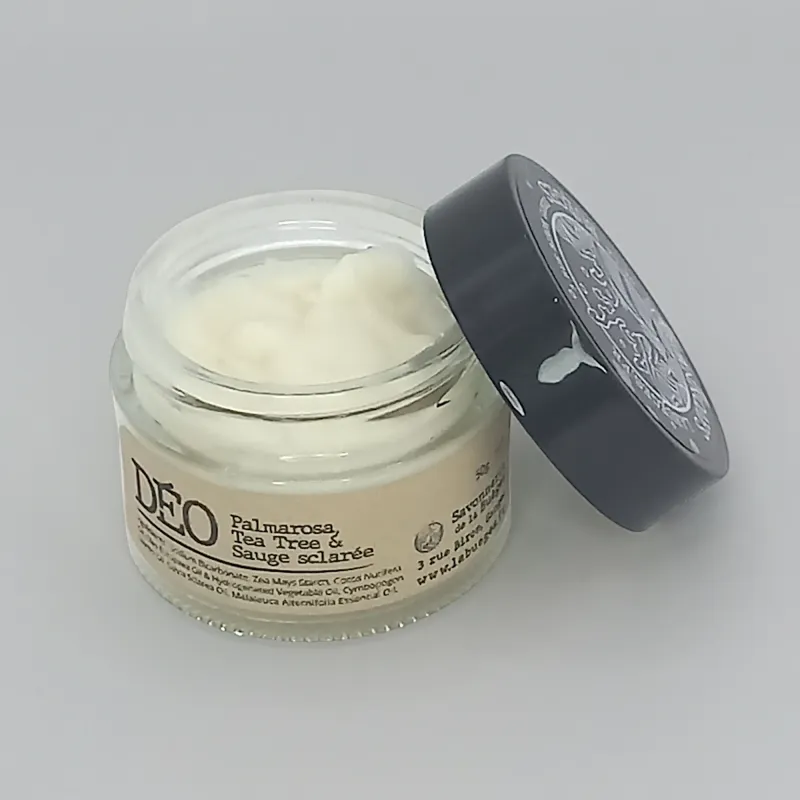 'Déodorant solide palmarosa pot ouvert 50g Savonnerie Buèges