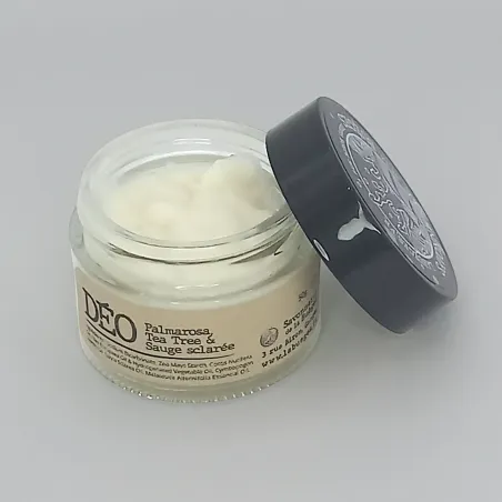 'Déodorant solide palmarosa pot ouvert 50g Savonnerie Buèges