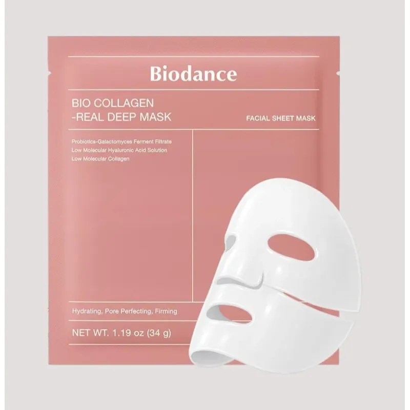 Masque Rouge – Bio Collagen Real Deep Mask (Revitalisant & fermeté) sur fond neutre