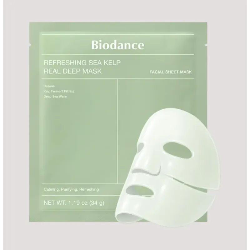 Masque Vert – Refreshing Sea Kelp Real Deep Mask (Purifiant & équilibrant) sur fond neutre