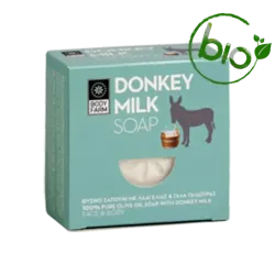 Savon solide lait d'ânesse & aloe vera BIO 110g — Body Farm — Packaging turquoise avec logo BIO