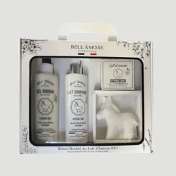 Coffret cadeau soin corps lait d'ânesse Bell'Anesse — Nature fond neutre