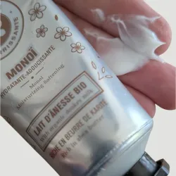 Étiquette crème mains monoï lait d'ânesse bio karité