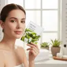 Femme appliquant masque tissu naturel BIOAQUA