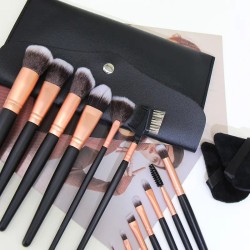 Set de 13 Pinceaux et 2 Houpettes avec Pochette de Rangement