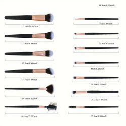 Set de 13 Pinceaux et 2 Houpettes avec Pochette de Rangement