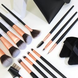 Set de 13 Pinceaux et 2 Houpettes avec Pochette de Rangement