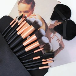 Set de 13 Pinceaux et 2 Houpettes avec Pochette de Rangement
